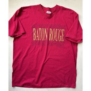 Vintage Single Stitch T Shirt Baton Rouge LA Tourist Sz XL Pink Gold